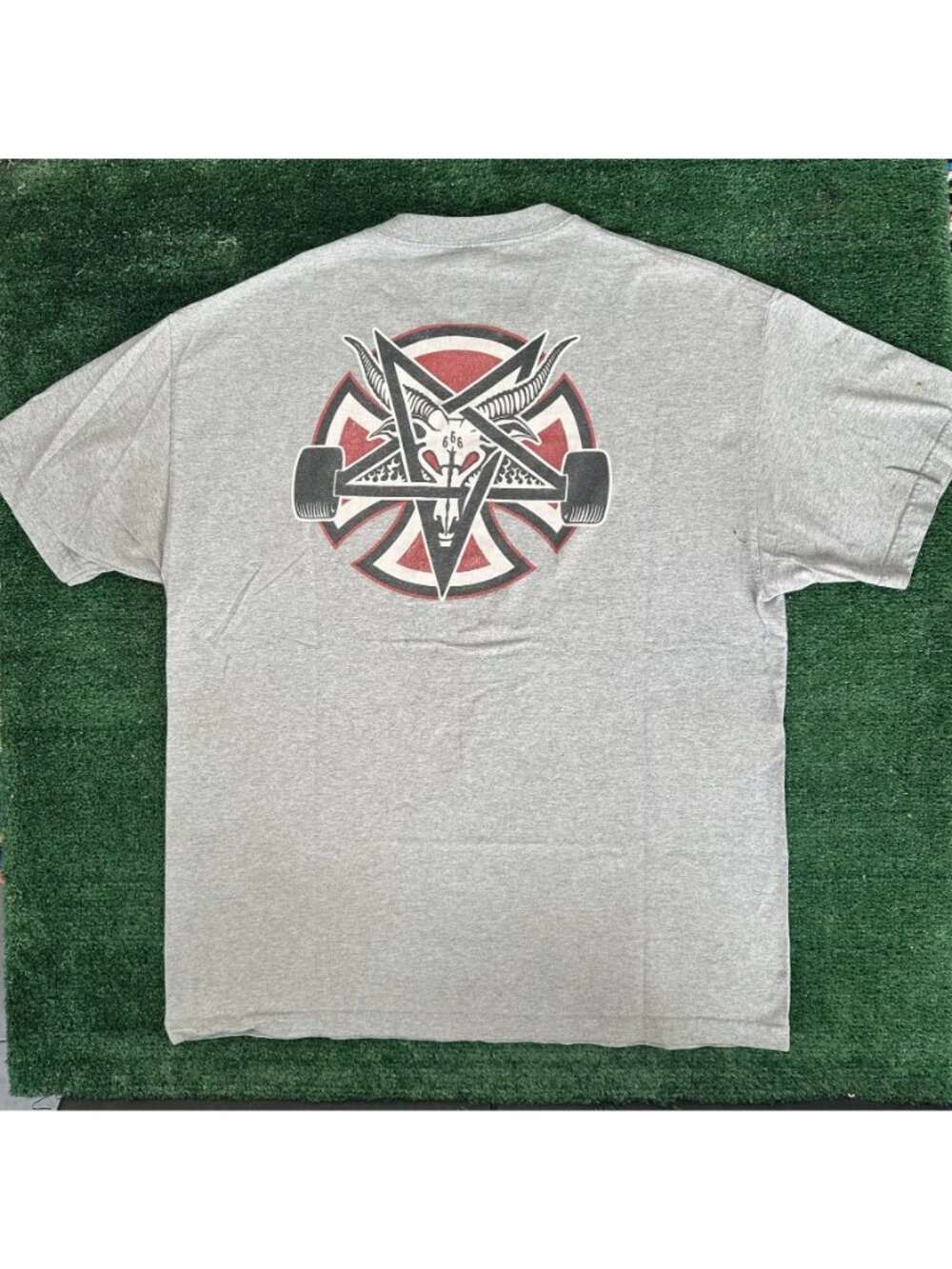 Thrasher x Independent Pentagram Cross T-Shirt Skater Y2K Vintage Punk 666 Goat